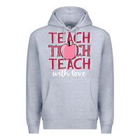 Heather Grey teach with love Premium Hoodie - JahusDesignShop