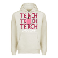 Oatmeal Heather teach with love Premium Hoodie - JahusDesignShop