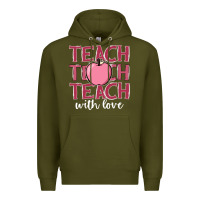 Army Green teach with love Premium Hoodie - JahusDesignShop