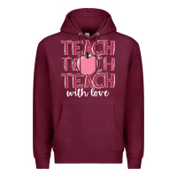 Burgundy teach with love Premium Hoodie - JahusDesignShop
