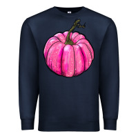 Navy Breast Cancer Awareness Pink Pumpkin Premium Sweatshirt - RanaPortraitStore