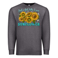 Charcoal Heather just a girl who loves sunflower Premium Sweatshirt - texasbilliewilder