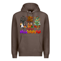 Coffee happy hallothanksmas trees Premium Hoodie - AdoDesignShop