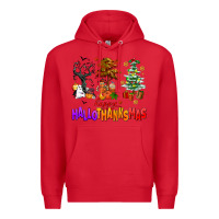 Red happy hallothanksmas trees Premium Hoodie - AdoDesignShop