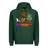 Sports Green happy hallothanksmas trees Premium Hoodie - AdoDesignShop