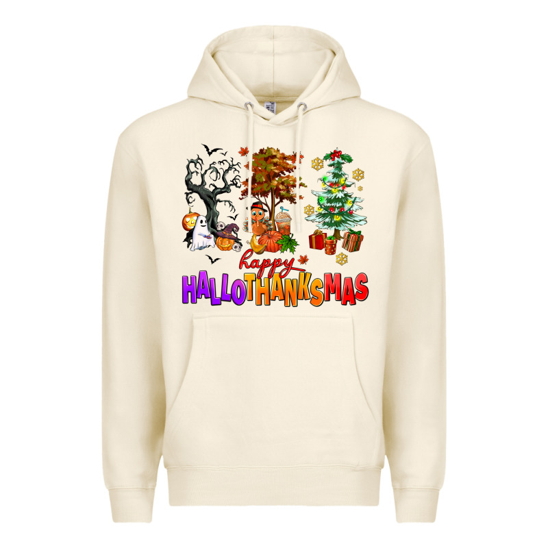 Happy Hallothanksmas Trees Premium Hoodie by AdoDesignShop | Teevron