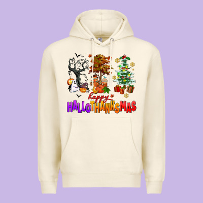 Happy Hallothanksmas Trees Premium Hoodie Designed By Adodesignshop