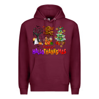 Burgundy happy hallothanksmas trees Premium Hoodie - AdoDesignShop