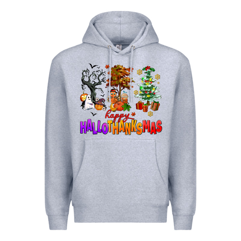 Happy Hallothanksmas Trees Premium Hoodie by AdoDesignShop | Teevron