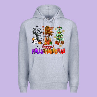 Happy Hallothanksmas Trees Premium Hoodie Designed By Adodesignshop