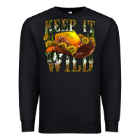 Black keep it wild western Premium Sweatshirt - texasbilliewilder