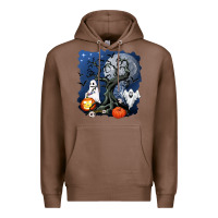 Chestnut halloween tree and ghosts Premium Hoodie - AdoDesignShop