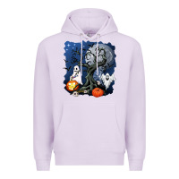 Lilac halloween tree and ghosts Premium Hoodie - AdoDesignShop