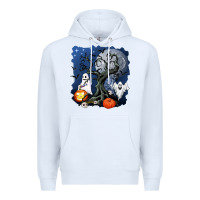 White halloween tree and ghosts Premium Hoodie - AdoDesignShop