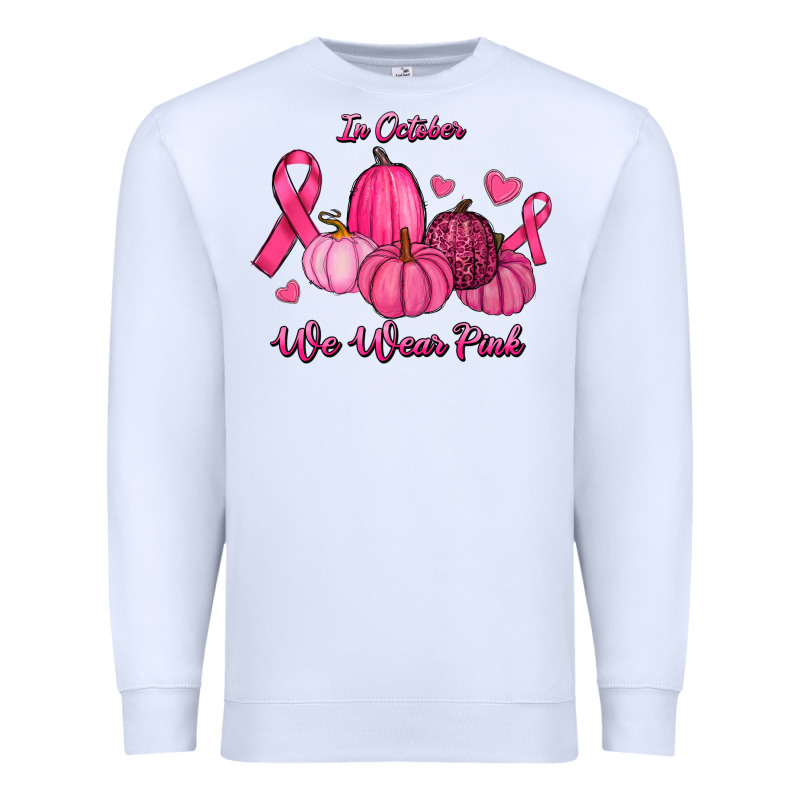 In October We Wear Pink Pumpkins Premium Sweatshirt by RanaPortraitStore | Teevron