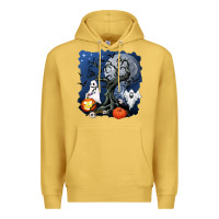 Antique Gold halloween tree and ghosts Premium Hoodie - AdoDesignShop