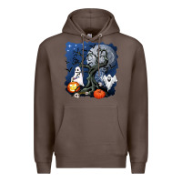 Coffee halloween tree and ghosts Premium Hoodie - AdoDesignShop
