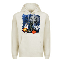 Oatmeal Heather halloween tree and ghosts Premium Hoodie - AdoDesignShop