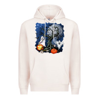 Pale Pink halloween tree and ghosts Premium Hoodie - AdoDesignShop
