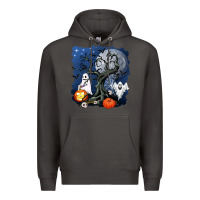 Smoke halloween tree and ghosts Premium Hoodie - AdoDesignShop