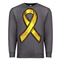Charcoal Heather Gold Cancer ribbon Premium Sweatshirt - RanaPortraitStore