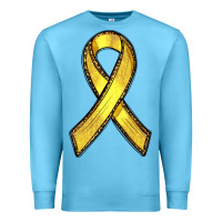 Ocean Blue Gold Cancer ribbon Premium Sweatshirt - RanaPortraitStore
