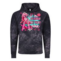 Cloud Black dinosaur  in october we wear pink Vintage Hoodie - AdoDesignShop
