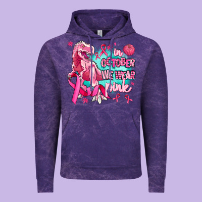 Dinosaur  In October We Wear Pink Vintage Hoodie Designed By Adodesignshop