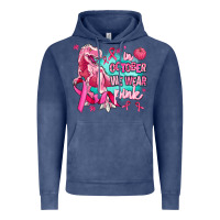 Vintage Denim dinosaur  in october we wear pink Vintage Hoodie - AdoDesignShop