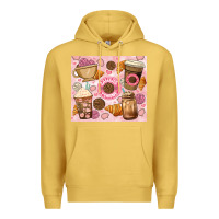 Antique Gold cafecito y chisme. Premium Hoodie - JahusDesignShop