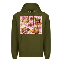 Army Green cafecito y chisme. Premium Hoodie - JahusDesignShop