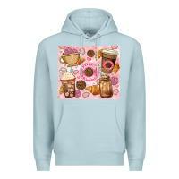 Blue Mist cafecito y chisme. Premium Hoodie - JahusDesignShop