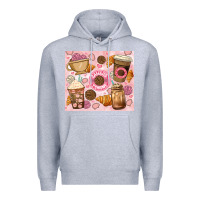 Heather Grey cafecito y chisme. Premium Hoodie - JahusDesignShop