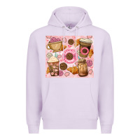 Lilac cafecito y chisme. Premium Hoodie - JahusDesignShop