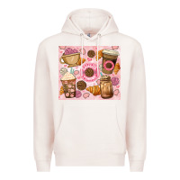 Pale Pink cafecito y chisme. Premium Hoodie - JahusDesignShop