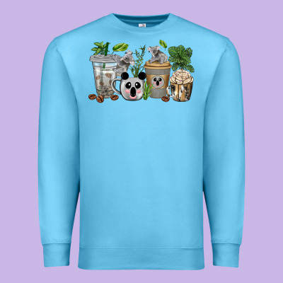 Koala Coffee Cups Premium Sweatshirt Designed By Texasbilliewilder