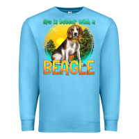 Ocean Blue life is better with a beagle Premium Sweatshirt - texasbilliewilder