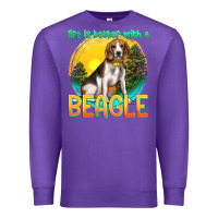 Purple life is better with a beagle Premium Sweatshirt - texasbilliewilder