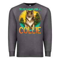 Charcoal Heather life is better with a collie Premium Sweatshirt - texasbilliewilder
