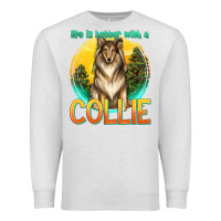 Oatmeal Heather life is better with a collie Premium Sweatshirt - texasbilliewilder