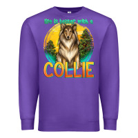 Purple life is better with a collie Premium Sweatshirt - texasbilliewilder
