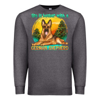 Charcoal Heather life is better with a german shepherd Premium Sweatshirt - texasbilliewilder