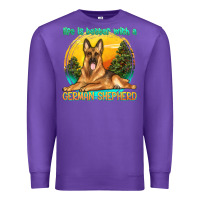 Purple life is better with a german shepherd Premium Sweatshirt - texasbilliewilder