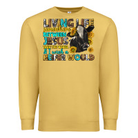 Antique Gold living life somewhere between jesus Premium Sweatshirt - texasbilliewilder
