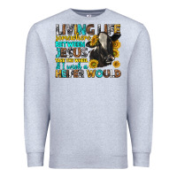 Heather Grey living life somewhere between jesus Premium Sweatshirt - texasbilliewilder