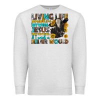 Oatmeal Heather living life somewhere between jesus Premium Sweatshirt - texasbilliewilder