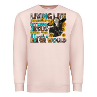 Pale Pink living life somewhere between jesus Premium Sweatshirt - texasbilliewilder