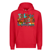 Red fall for jesus he never leaves Premium Hoodie - AdoDesignShop