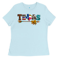 Baby Blue texas with arrow and sunflowers Ladies Tee - Artiststas