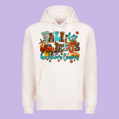 Fall For Jesus He Never Leaves Premium Hoodie Designed By Adodesignshop